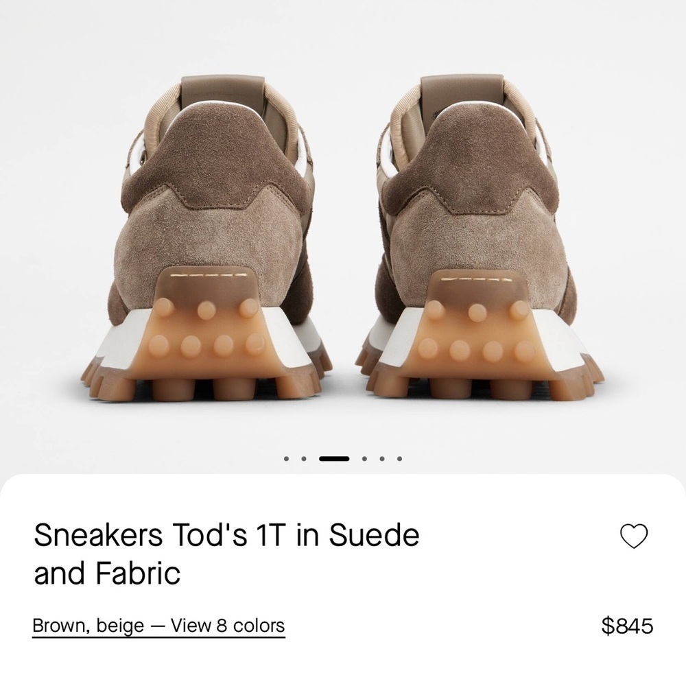 TOD'S 1T SNEAKERS IN SUEDE AND FABRIC - BROWN/BEIGE - size 8.5 - Picture 10 of 12